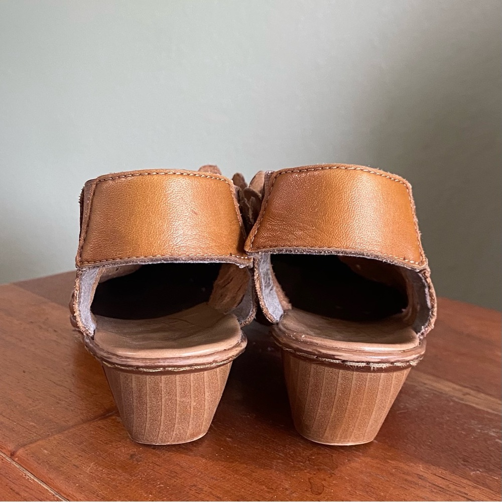 Rieker Sina Shoes EU 38 Brown Leather Anti Stress Weave Slingback Heel US 7 - Picture 2 of 13
